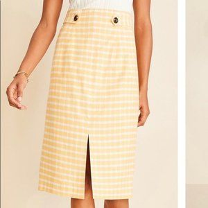 NWT Ann Taylor Plaid Pleated Button Tab Pocket Pencil Skirt